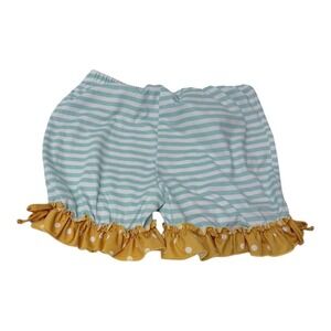 Cottagecore Millie Loves Lily Shorts kids Size 12 Teal White Striped Ruffle Hem